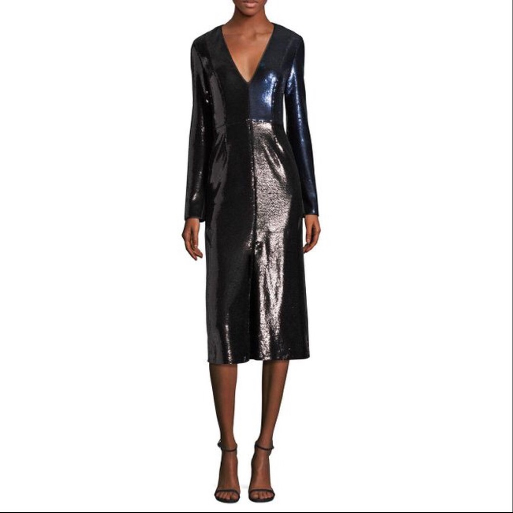 DIANE VON FURSTENBERG Sequin V-Neck Midi Dress 4